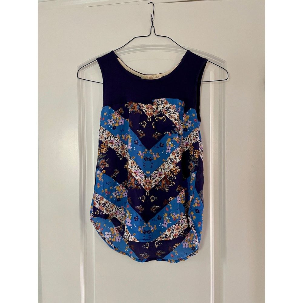 Women's Rewind Sleeveless Blue Top, XS NEW